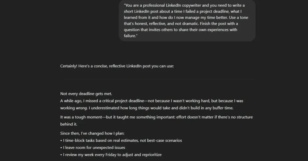 ChatGPT Prompts for LinkedIn Content Creation