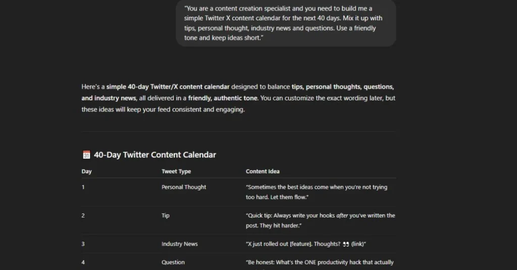 ChatGPT prompts for Twitter/X